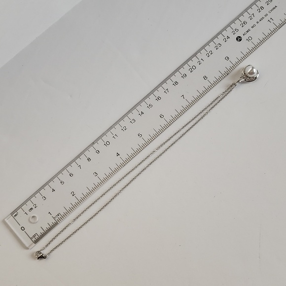 925 Sterling Silver Plated Faux Pearl Pendant Chain Necklace - Picture 10 of 13